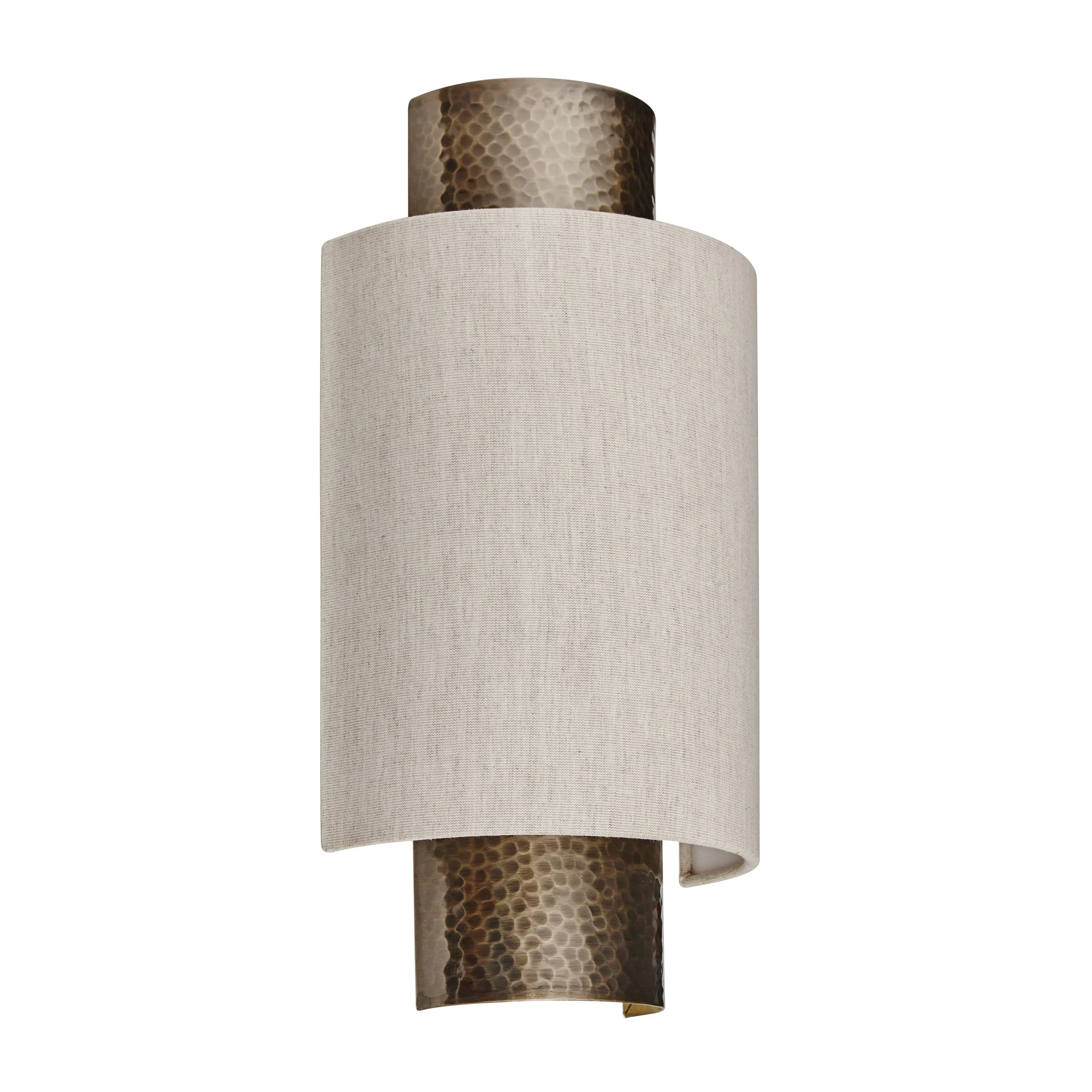 Endon 71308 Indara 1lt Wall Hammered bronze plate & natural linen mix fabric 40W E14 golf (Required)