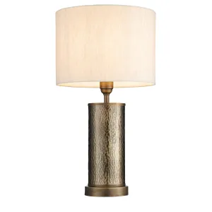 Endon 71591 Indara 1lt Table Hammered bronze plate & natural linen mix fabric 60W E27 GLS (Required)