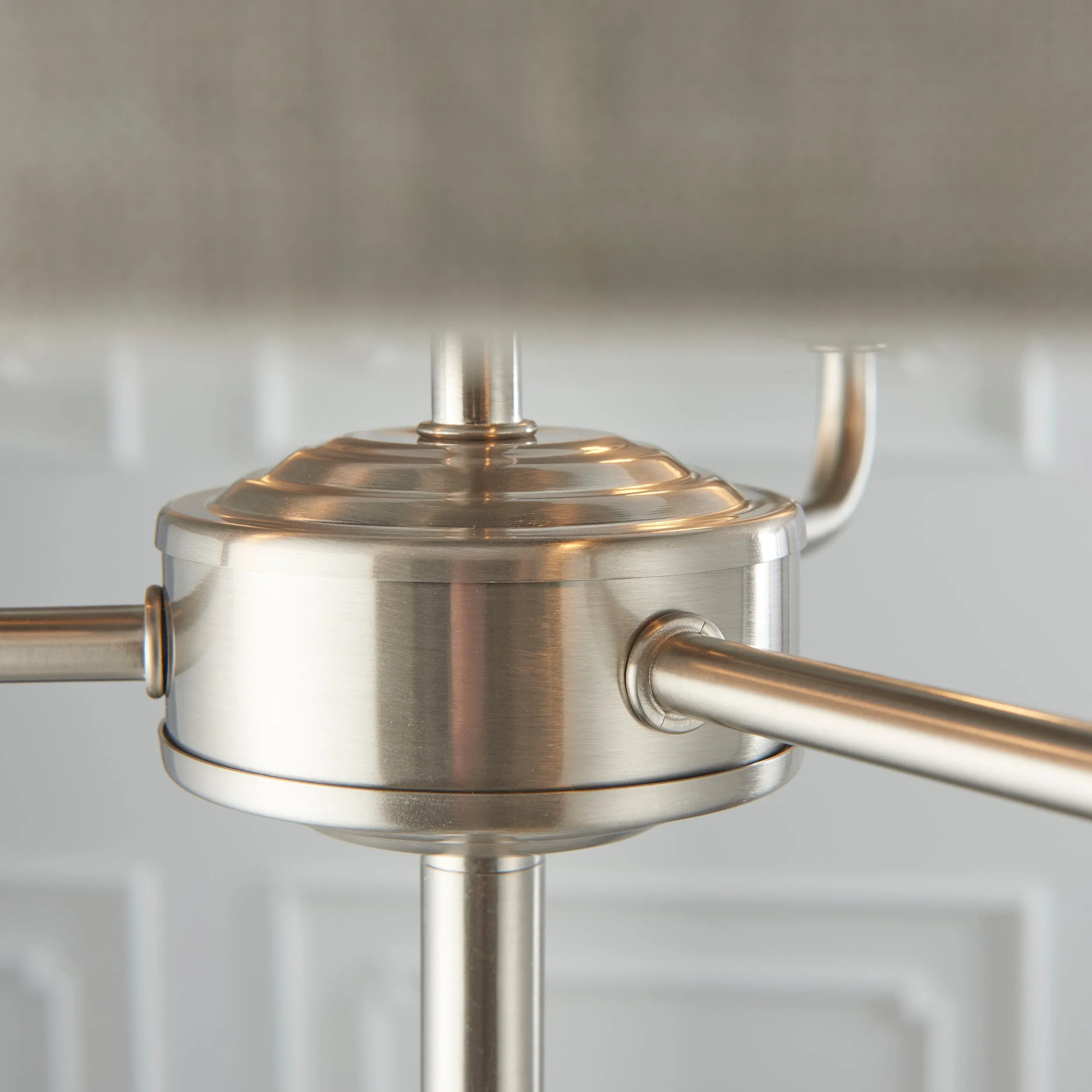 Endon 94359 Highclere 3lt Floor Brushed chrome plate & natural linen 3 x 40W E14 candle (Required)
