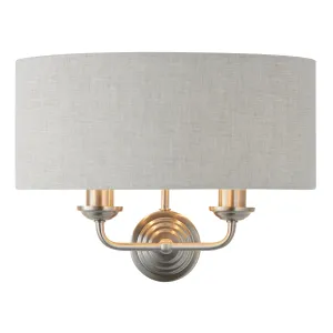Endon 94403 Highclere 2lt Wall Brushed chrome plate & natural linen 2 x 40W E14 candle (Required)