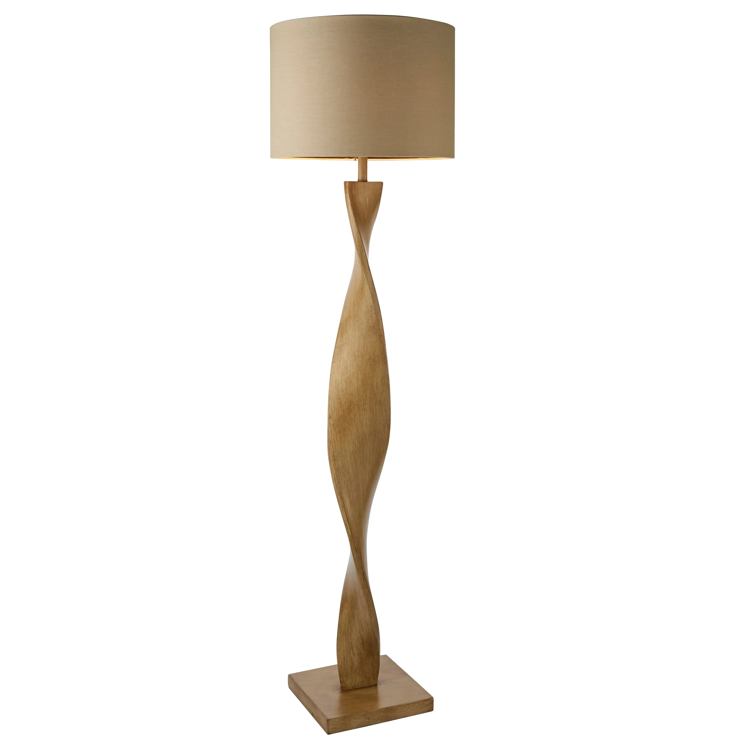 Endon 95454 Abia 1lt Floor Oak effect resin & natural linen 10W LED E27 (Required)