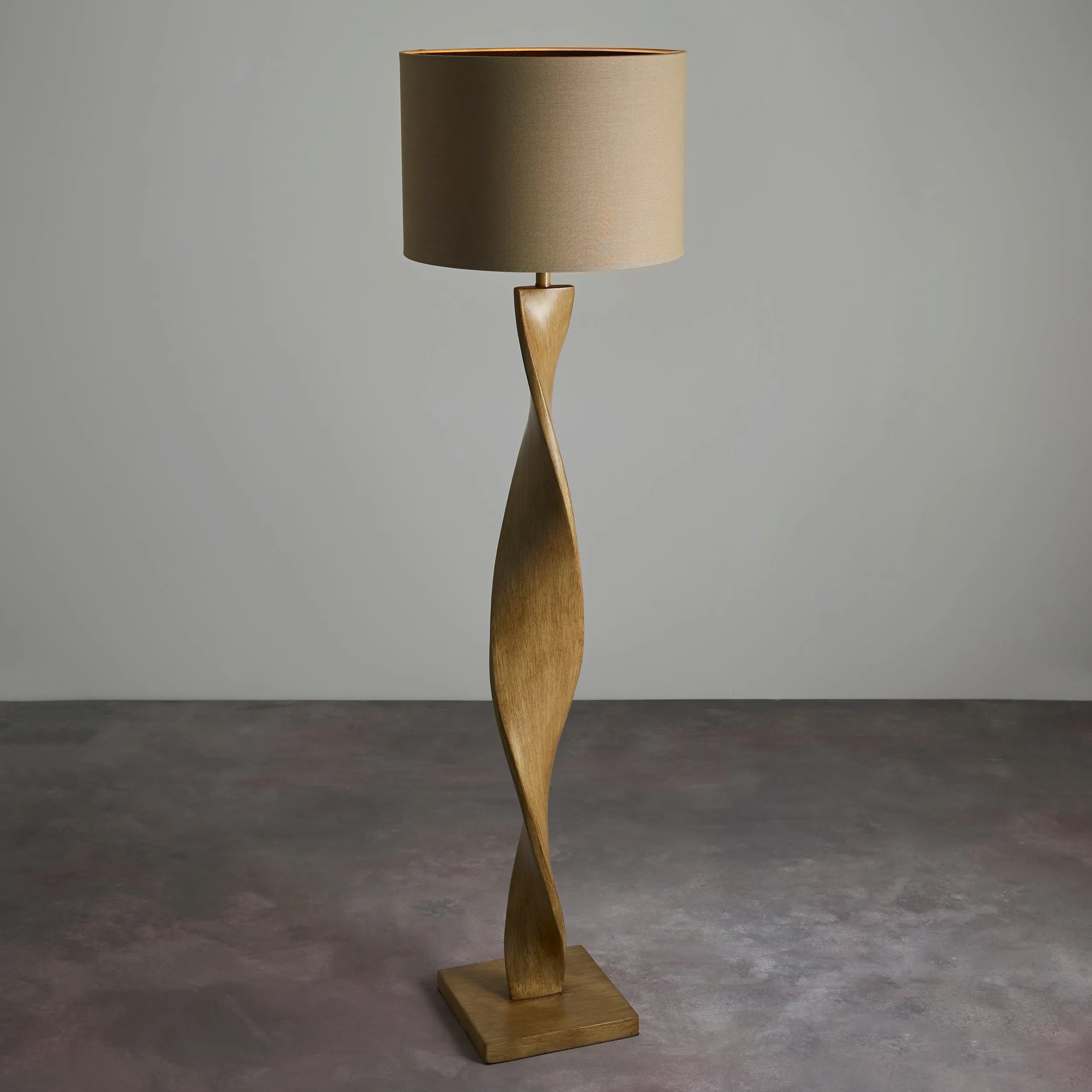 Endon 95454 Abia 1lt Floor Oak effect resin & natural linen 10W LED E27 (Required)