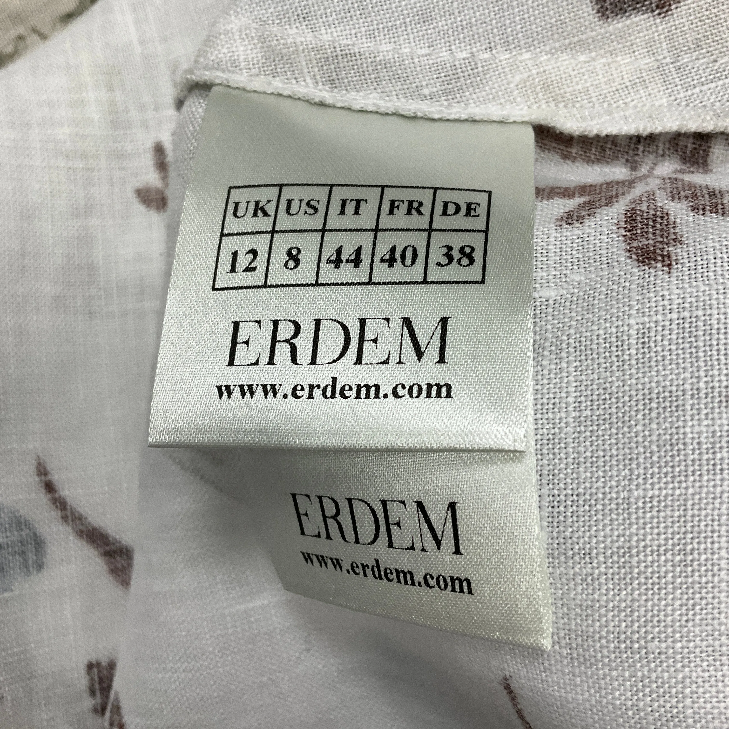 Erdem White Multi Floral Linen Eleni Top