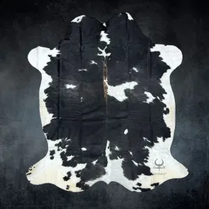 Extra Large Black and White Cowhide Rug Size 6.2 x 8 ft---5013