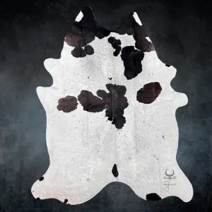 Extra Large Black and White Cowhide Rug Size 6.2x8 ft---4830