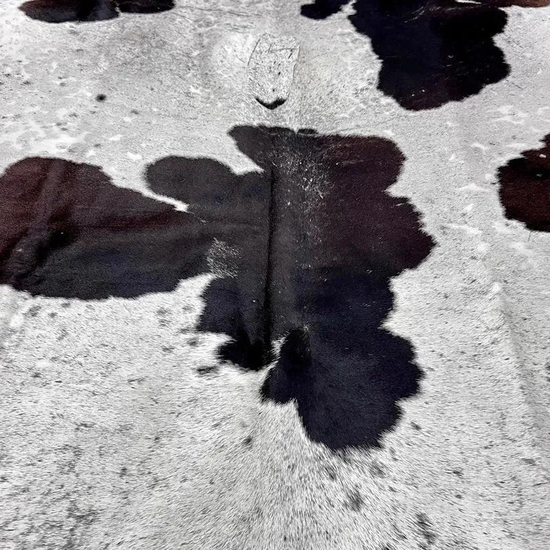 Extra Large Black and White Cowhide Rug Size 6.2x8 ft---4830