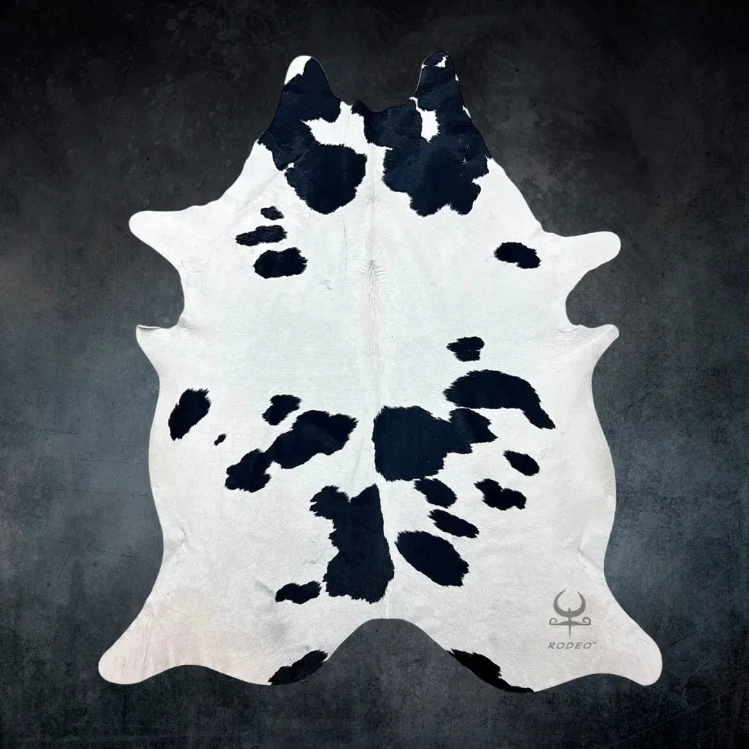 Extra Large Black and White Cowhide Rug Size 6.4 x 8.4 ft---5035
