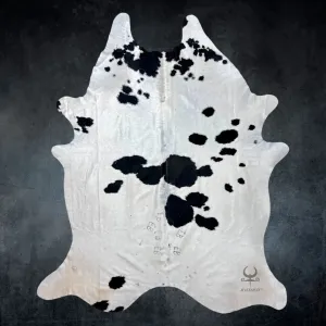Extra Large Black and White Cowhide Rug Size 6.4 x 8.5 ft---5001