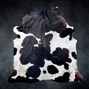 Extra Large Black and White Cowhide Rug Size 7.3 x 7.11 ft---4999