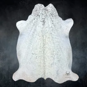 Extra Large Dirty Snow Cowhide Rug Size 6.10 x7.2 ft---4885
