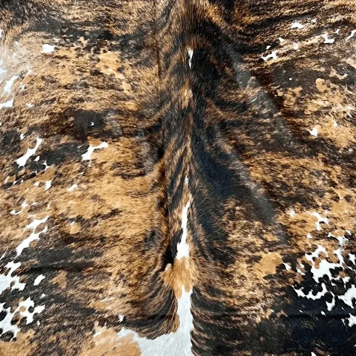 Extra Large Tricolor Cowhide Rug Size 5.11 x 7.3 ft---5082