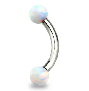Eyebrow Ring synthetic opal Internally threaded Curved barbell