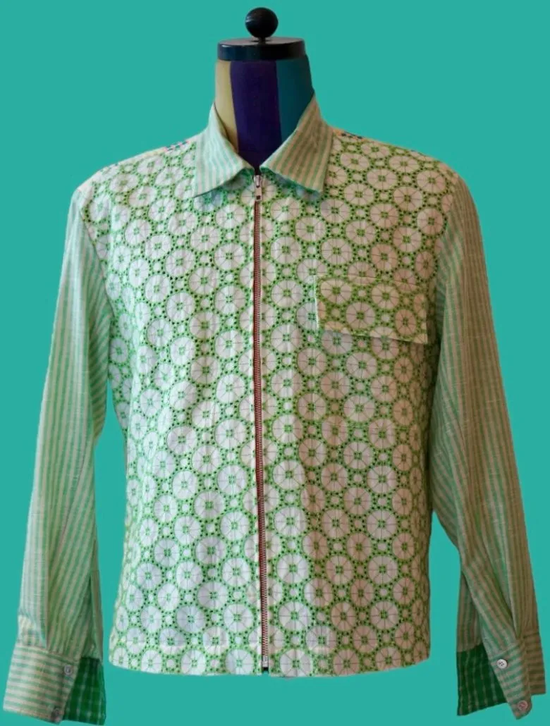 Eyelet Embroidered Cotton Front Jacket.