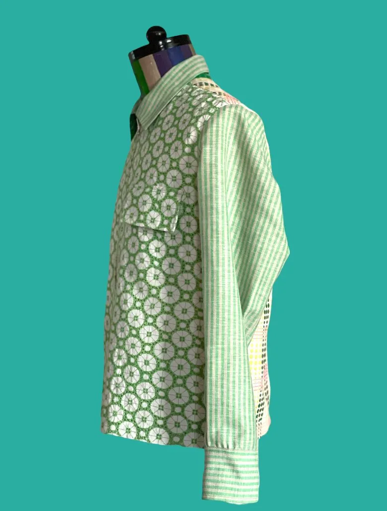 Eyelet Embroidered Cotton Front Jacket.