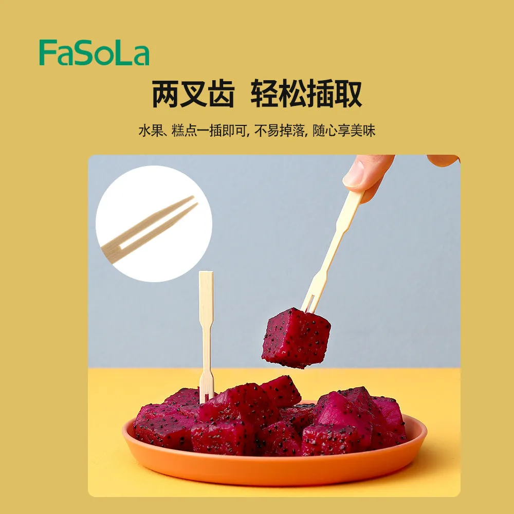 FaSoLa Disposable Bamboo Fruit Forks - 200 Pieces