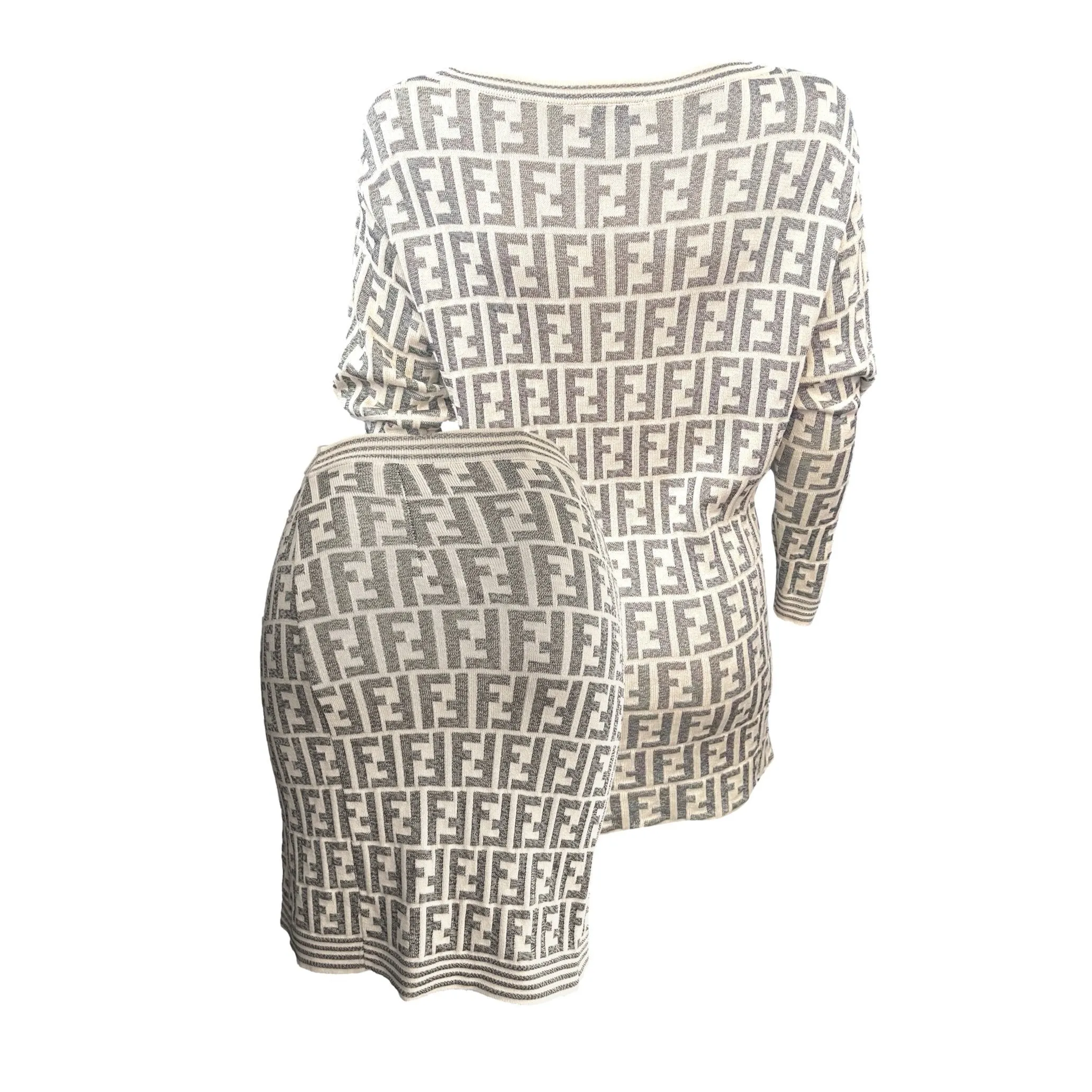 Fendi Grey Logo Skirt Set