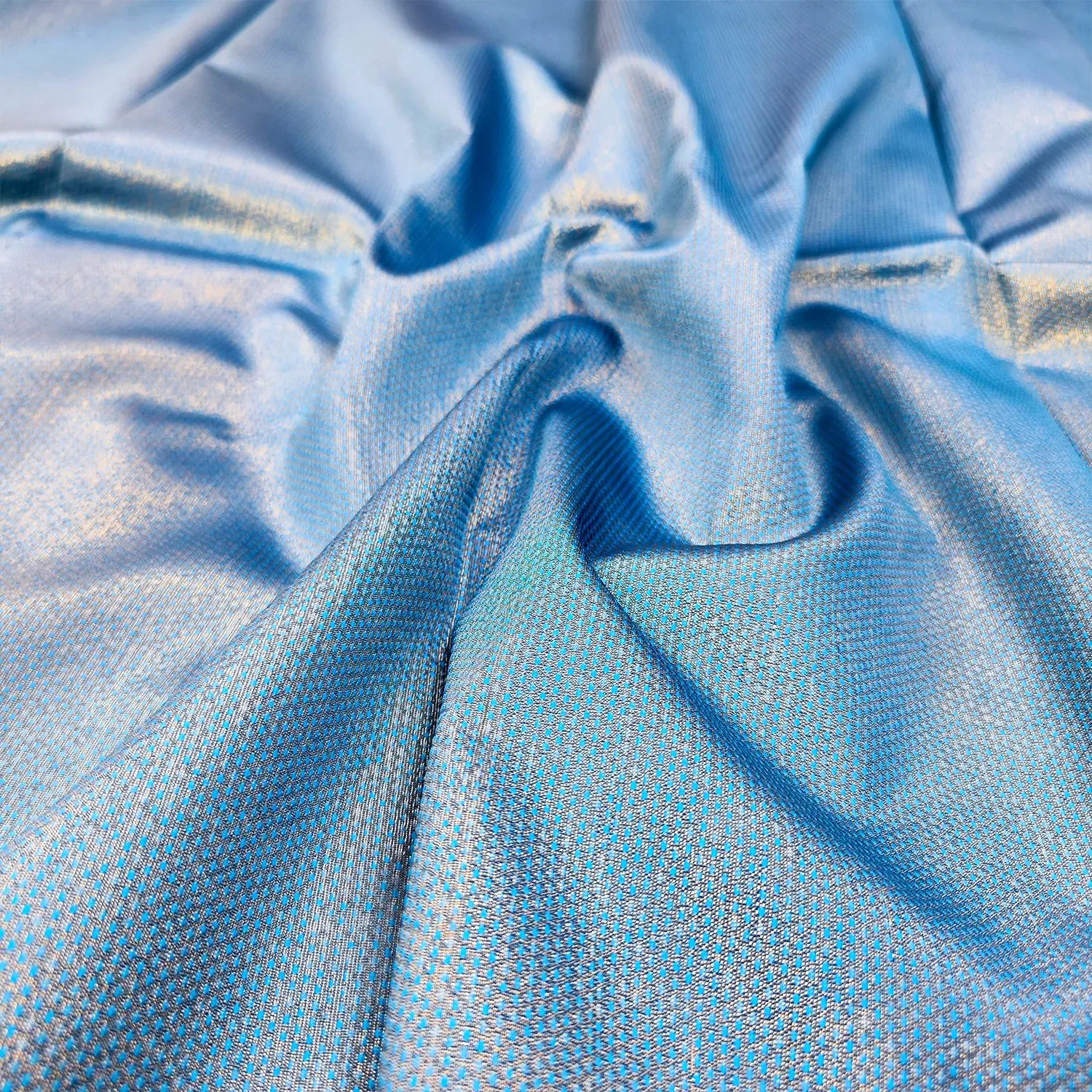 Firozi Brocade Satin Silk Banarasi Fabric