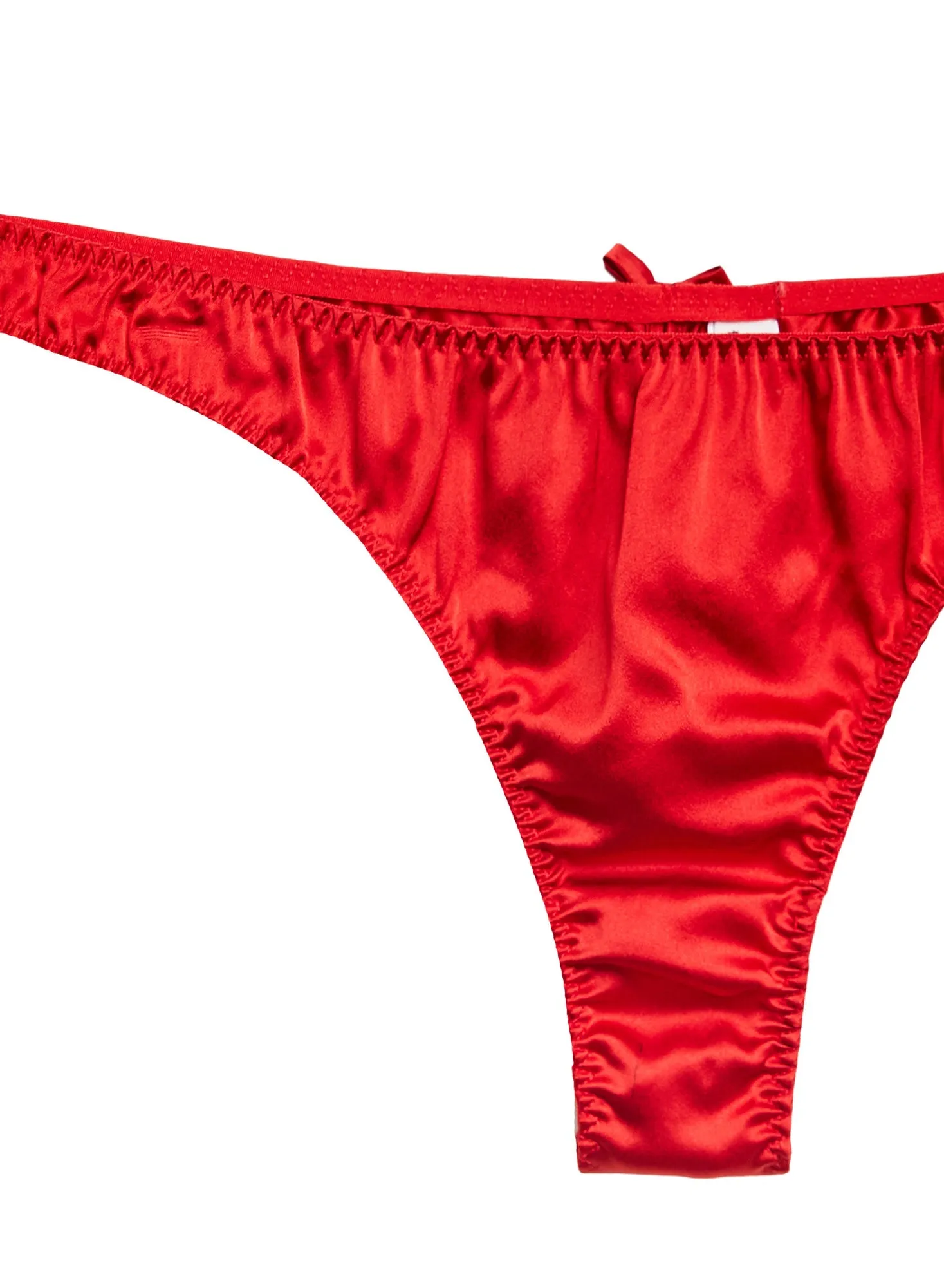 Fleur du Mal: Silk Satin Luxe Thong - Rouge