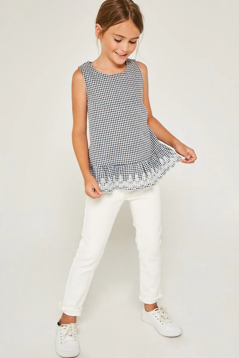 Floral Embroidered Ruffle Tank Top
