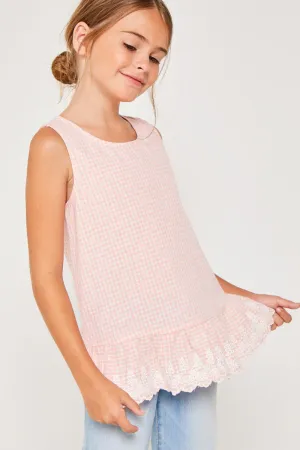 Floral Embroidered Ruffle Tank Top
