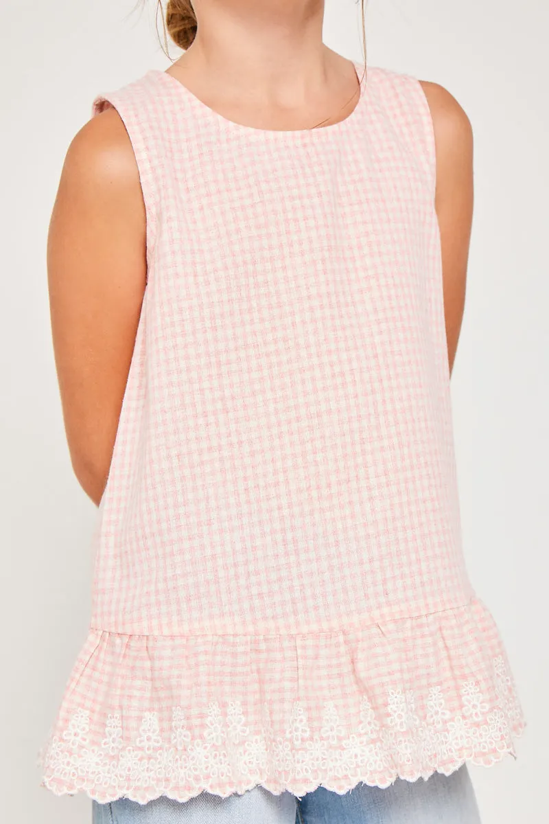 Floral Embroidered Ruffle Tank Top
