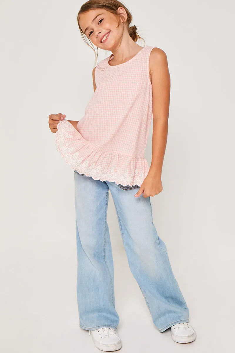 Floral Embroidered Ruffle Tank Top
