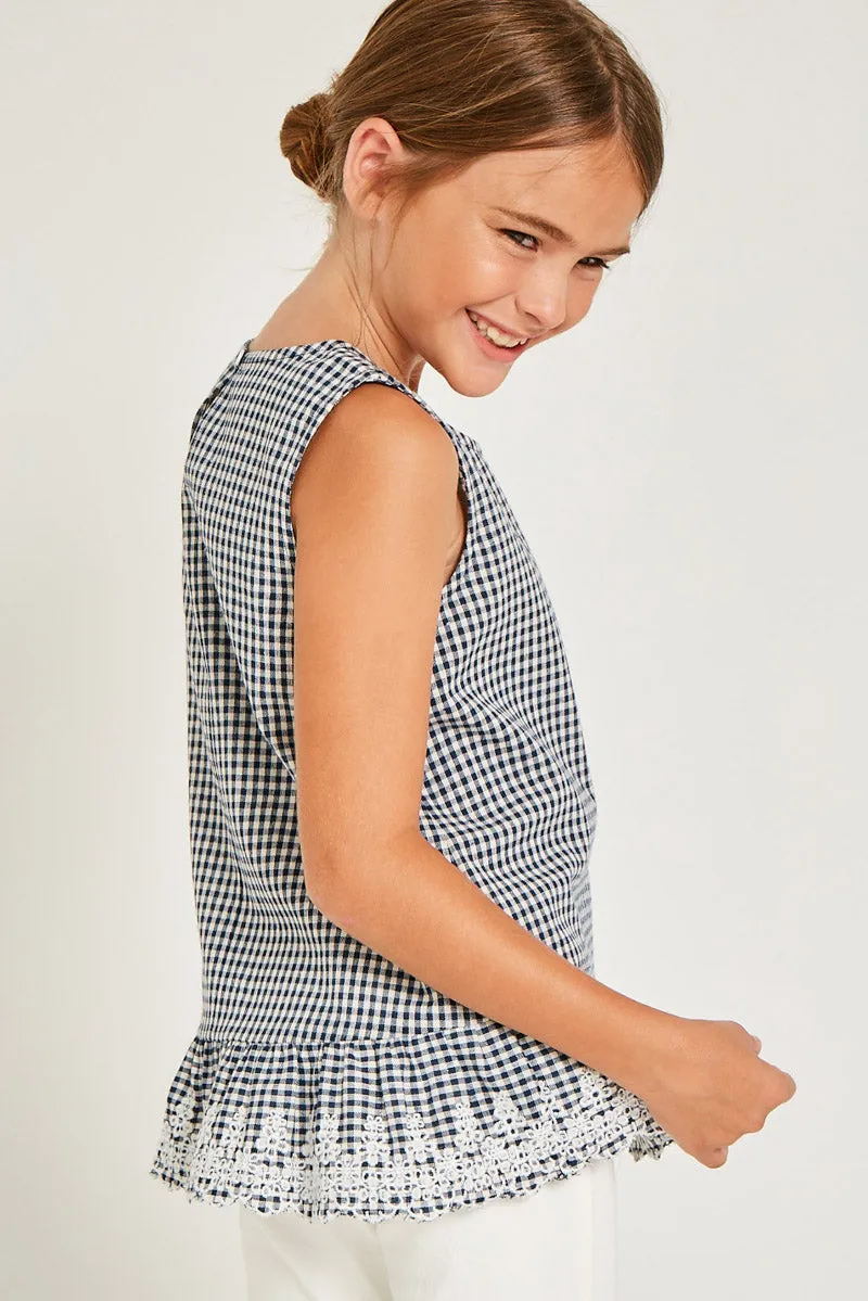 Floral Embroidered Ruffle Tank Top