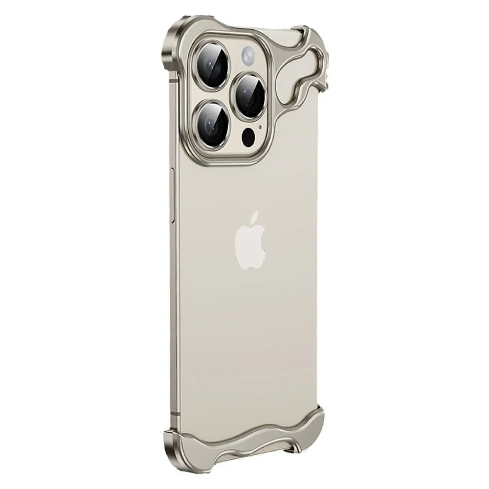 Frameless Aluminum Alloy Metal Corner Pad Case With Lens Protective Film For iPhone