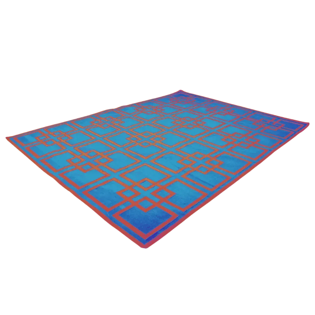 Gatsby's Garden Dhurrie Cotton Rug - Blue