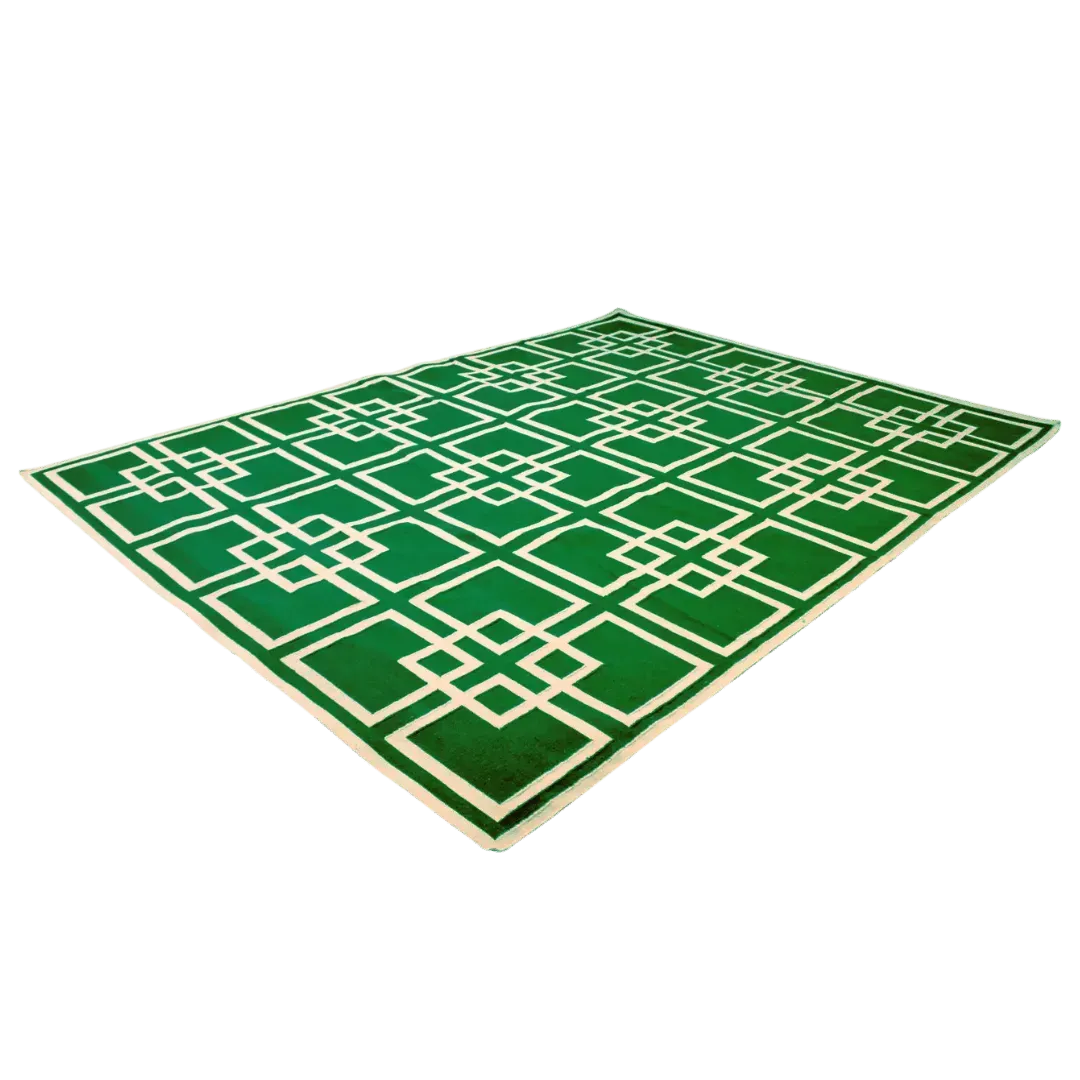 Gatsby's Garden Dhurrie Cotton Rug - Green