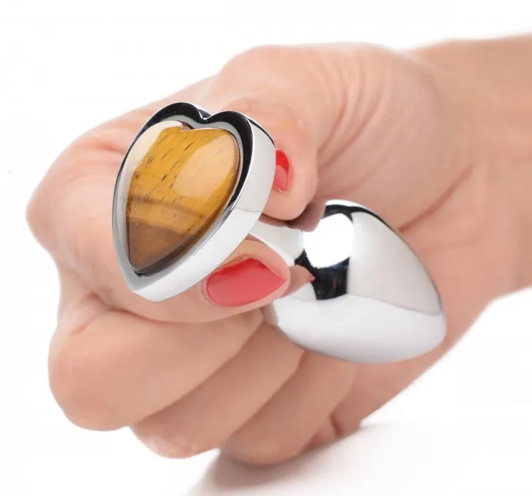 Gemstone Tiger's Eye Heart Plug - Med *