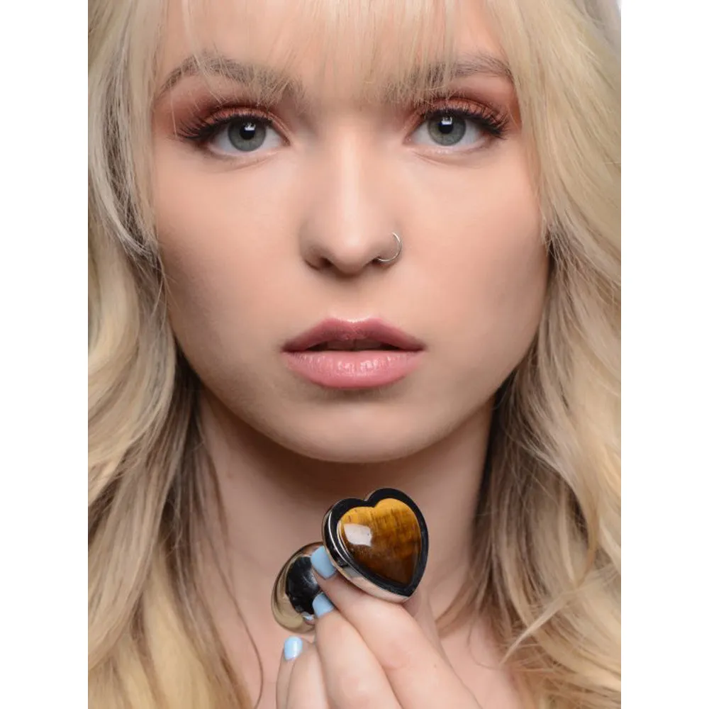 Gemstone Tiger's Eye Heart Plug - Med *