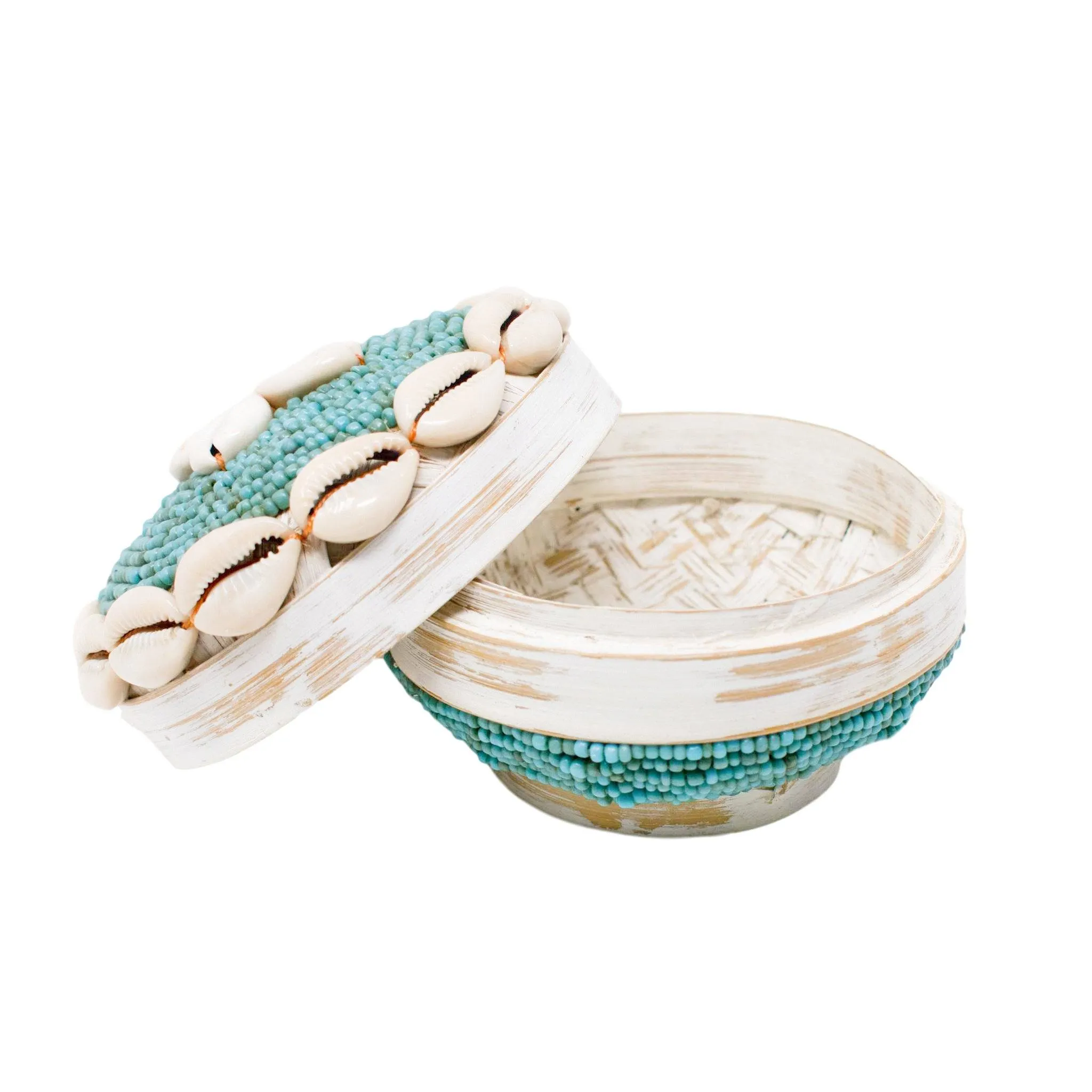 Gili Shell Bowl with Lid - Turquoise by POPPY   SAGE