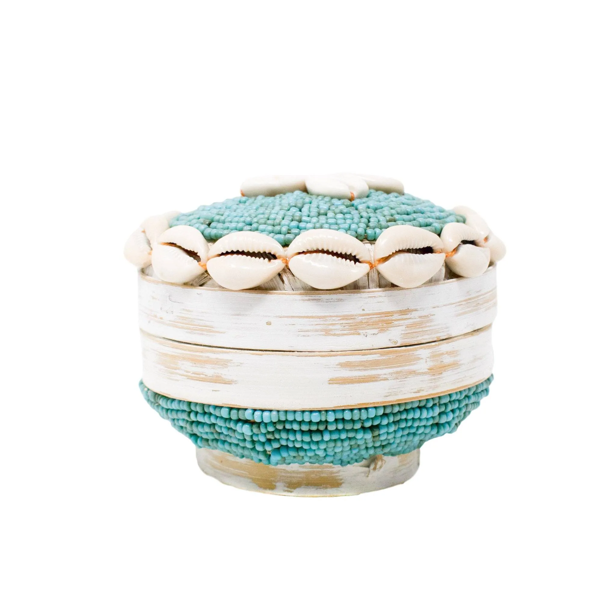 Gili Shell Bowl with Lid - Turquoise by POPPY   SAGE