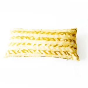 Gold Maize Chevron Linen Blockprinted Lumbar Toss Pillow 12 x 24