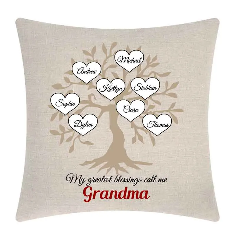 Granny's Blessings Linen Cushion, Personalised Gift