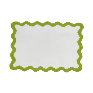 Green and White Scallop 100% Linen Placemat - Set of 4