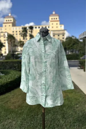 Green Banana Leaves Linen Blouse
