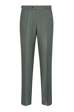 Green Flat Front Bamboo Trousers