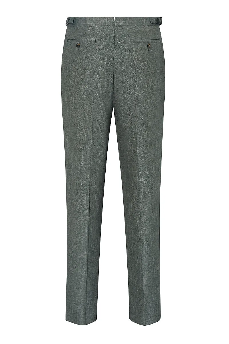 Green Flat Front Bamboo Trousers