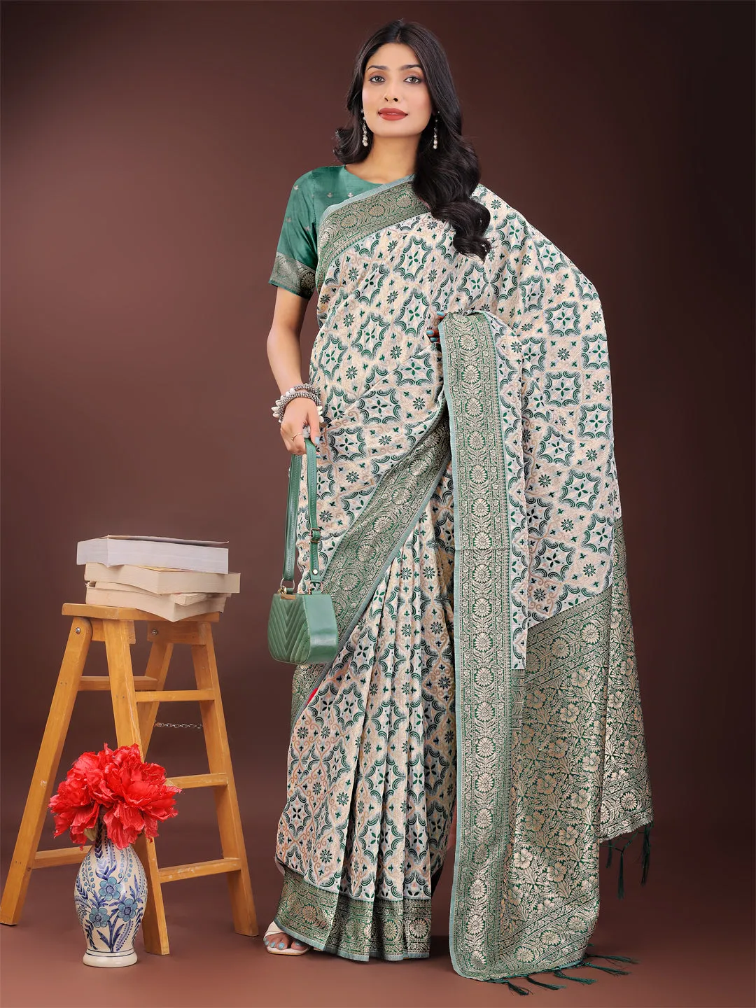 Green Linen Cotton Saree