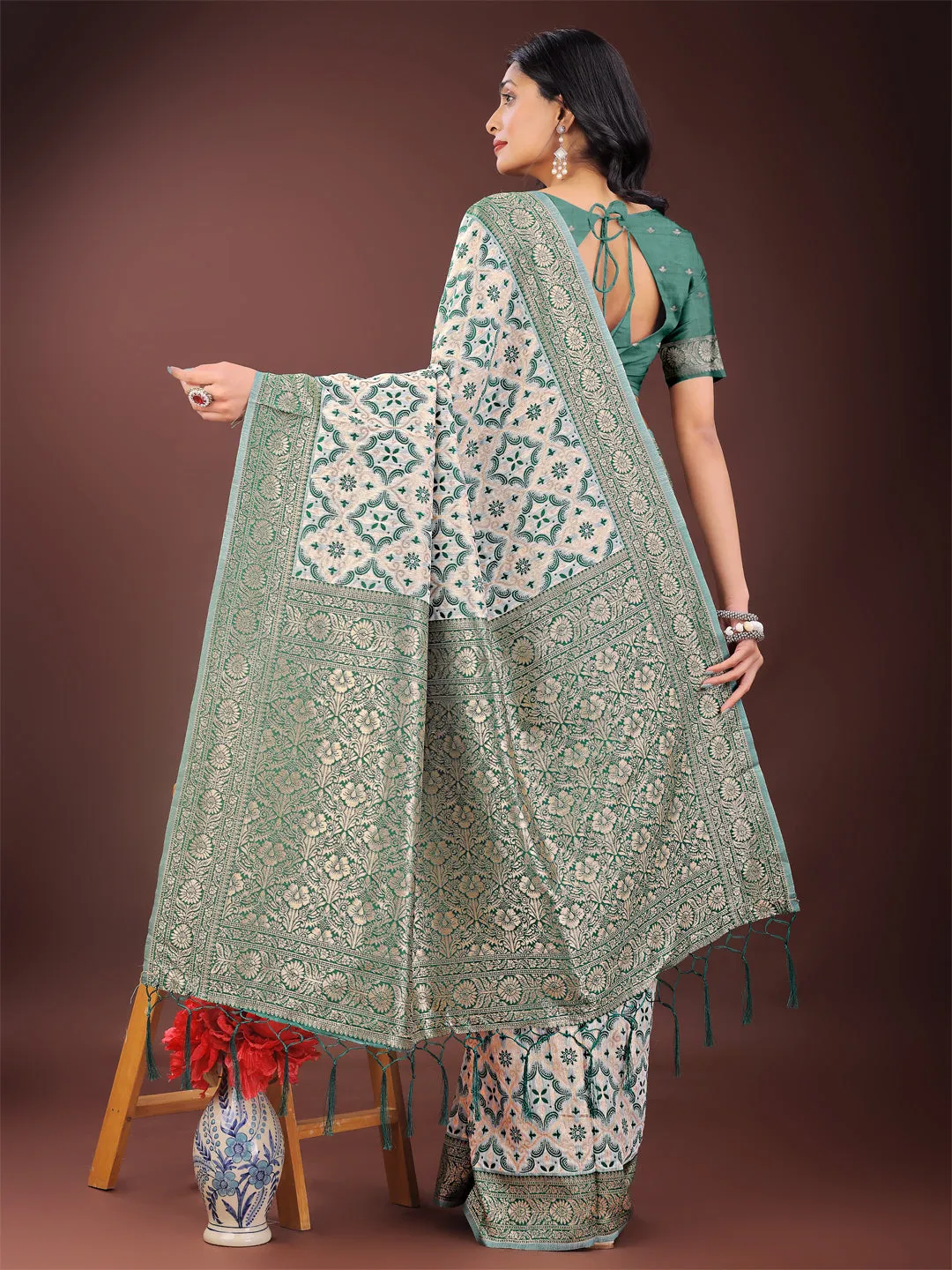 Green Linen Cotton Saree