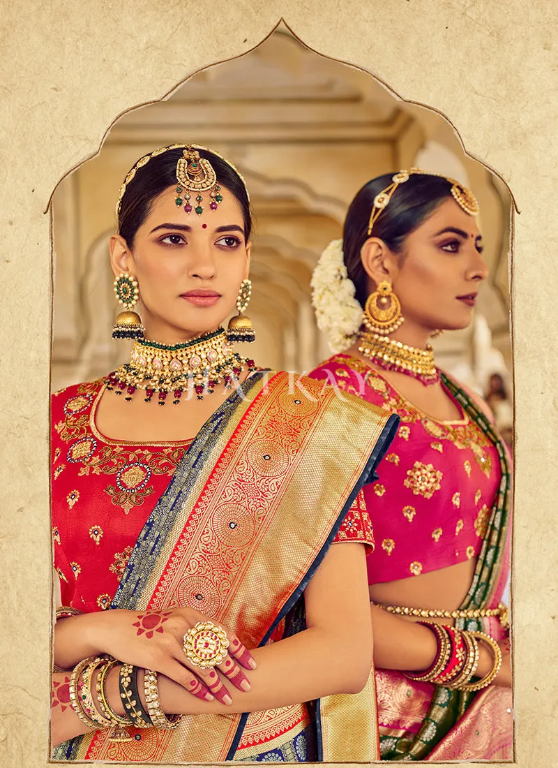 Grey Embroidered Patola Silk Wedding Saree