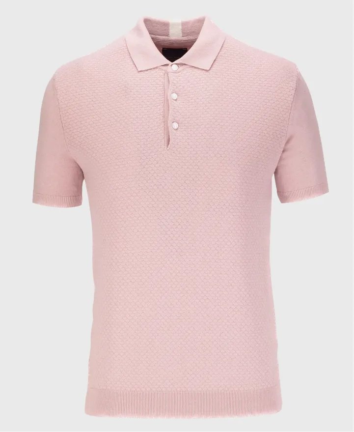 Guide London KW2803 Cotton Linen Blend Polo Shirt Dusty Pink