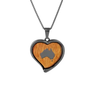 Gum Burl Heart Necklace - Gunmetal