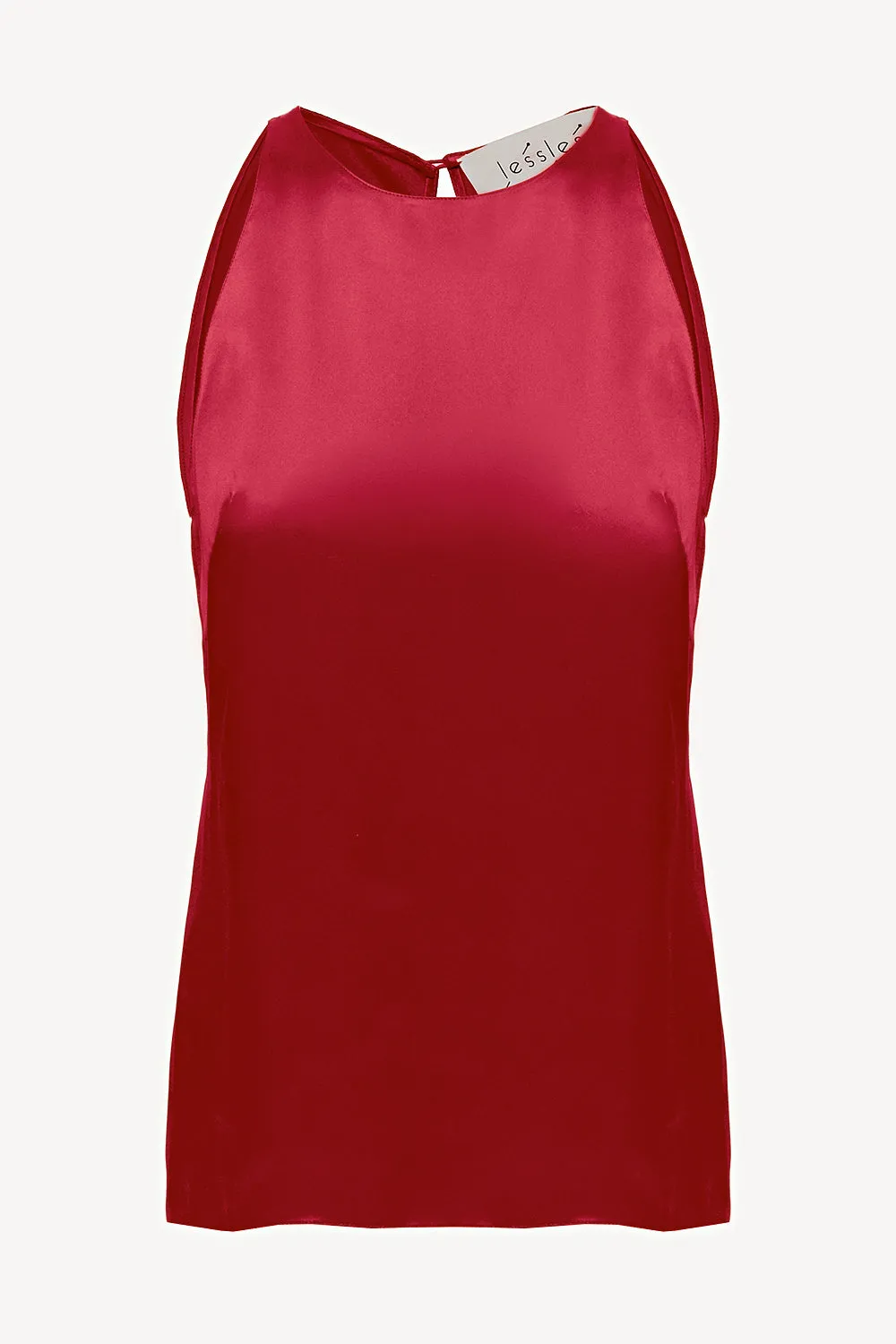 Halterneck pajama top in cherry red