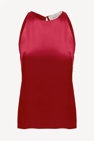 Halterneck pajama top in cherry red