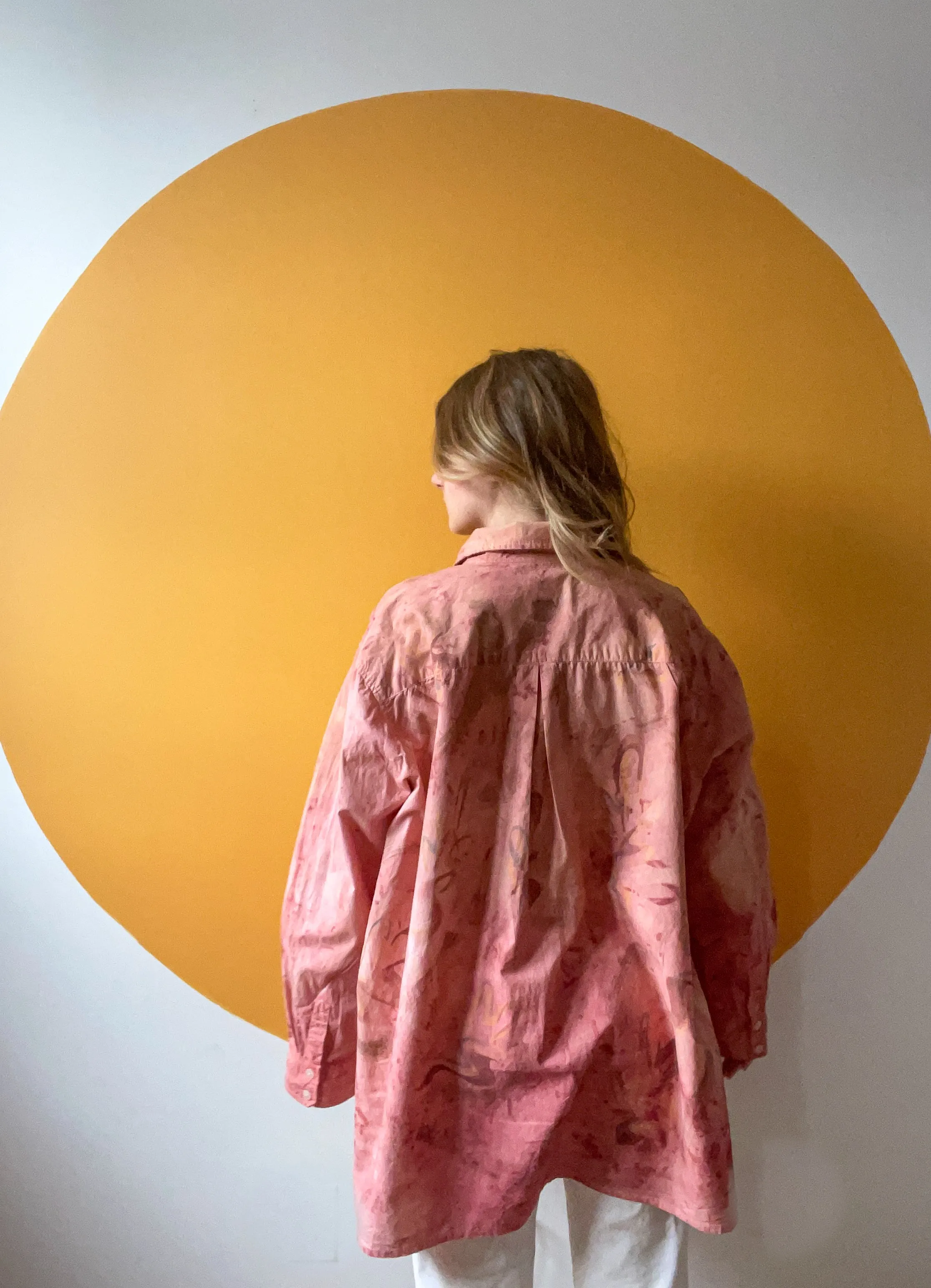 Hand-Painted Cotton Madder Button Up - Gestural Strokes