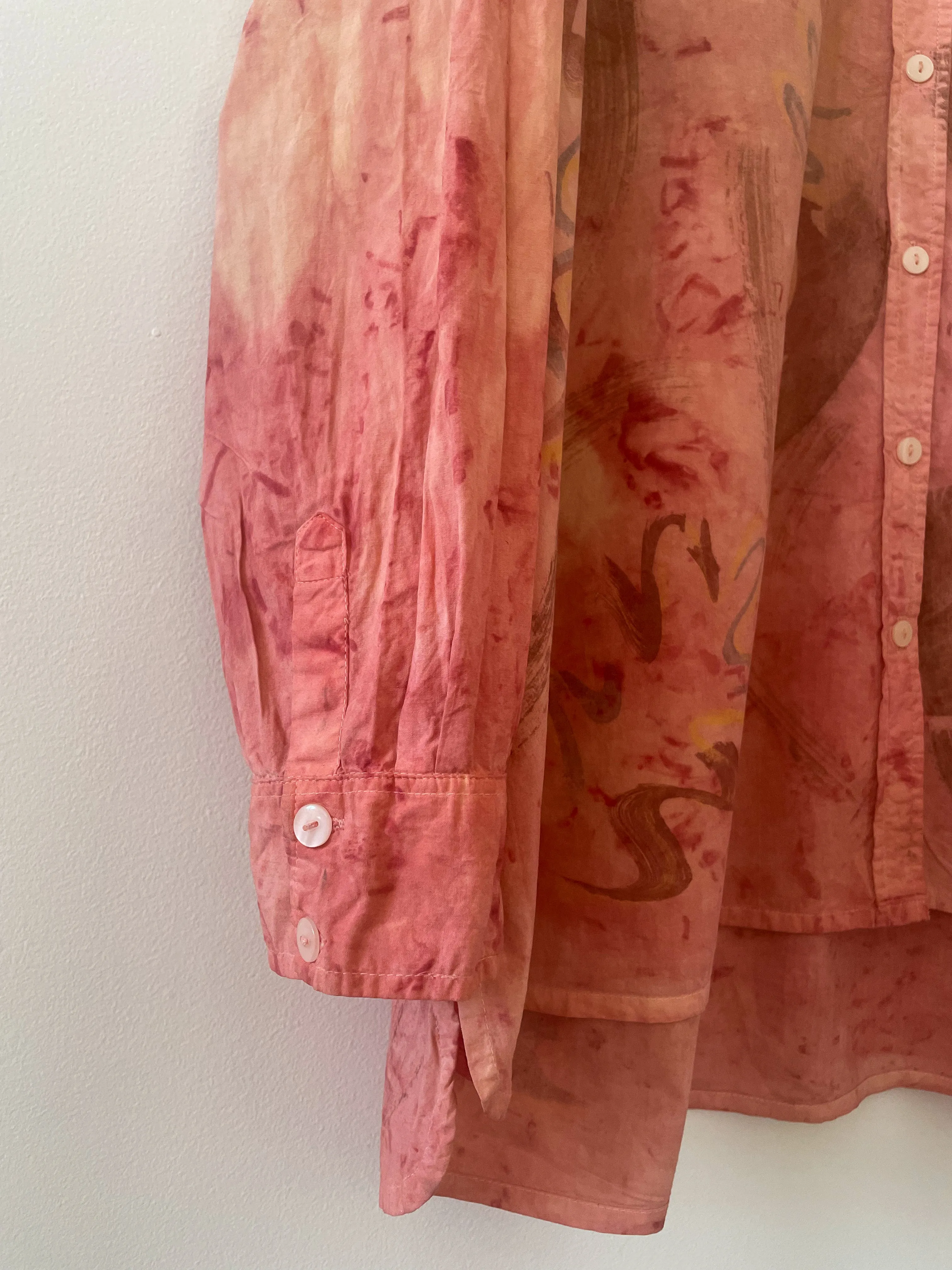 Hand-Painted Cotton Madder Button Up - Gestural Strokes
