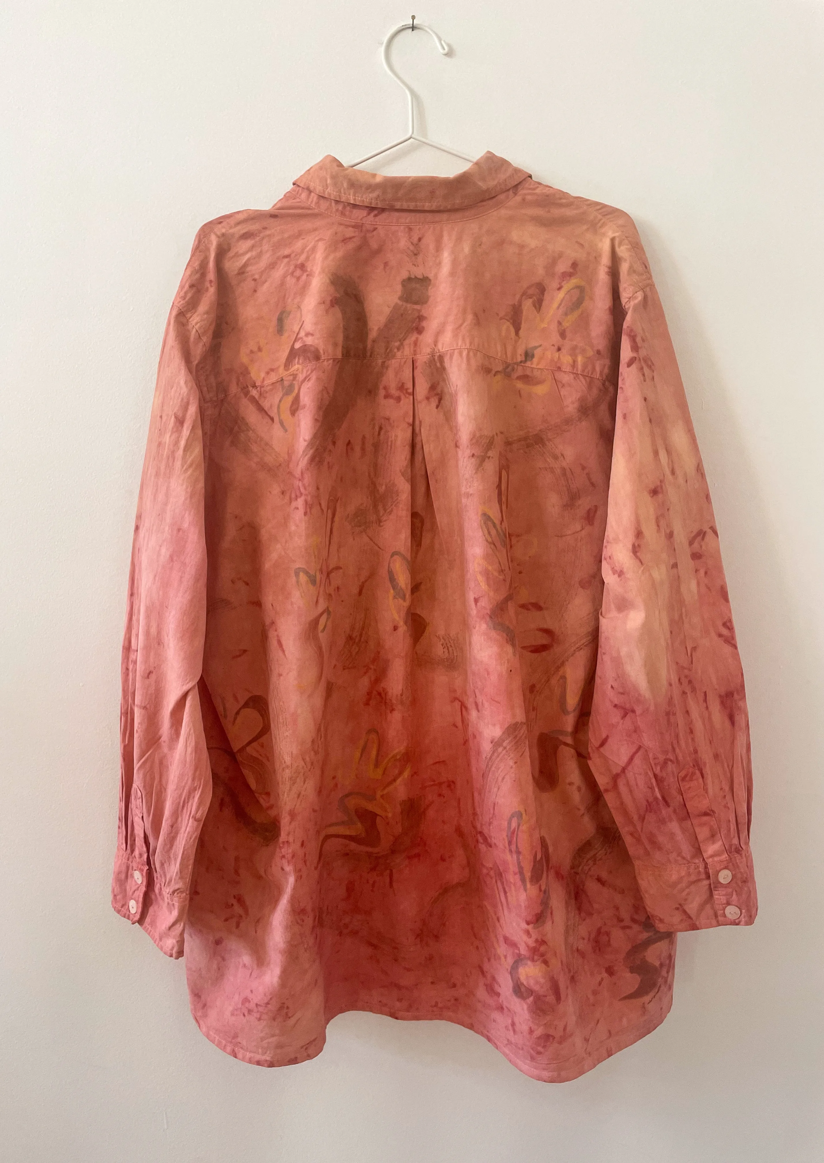Hand-Painted Cotton Madder Button Up - Gestural Strokes